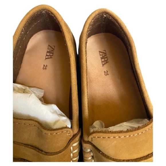 Zara Camel Leather Loafers - Picture 3 of 6